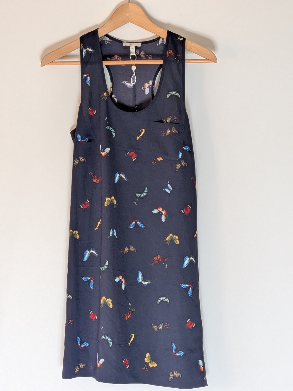 Joie Navy Midi Dress with Multicolor Butterfly Print
